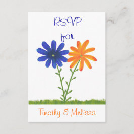 Placas de resposta RSVP, Flores Azuis e Laranja
