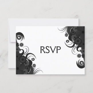 Placas de resposta RSVP Preto e Branco Gótico Flor