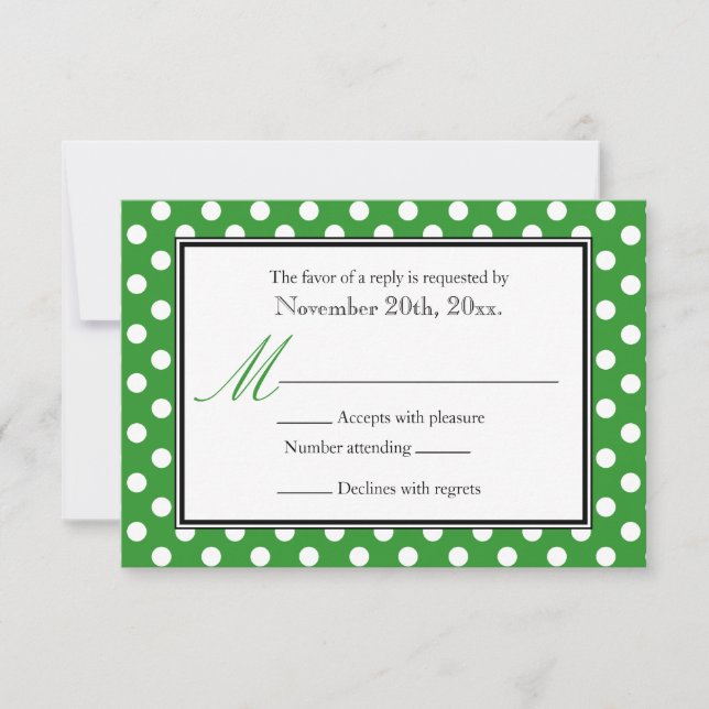 Placas de resposta RSVP Verde e Branco bolinhas (Frente)