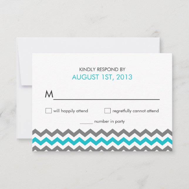 Placas de resposta Zigzag Zevron RSVP Casamento (Frente)