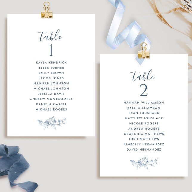 Placas Elegante Blue Sating Cards com Nomes de Con (Criador carregado)