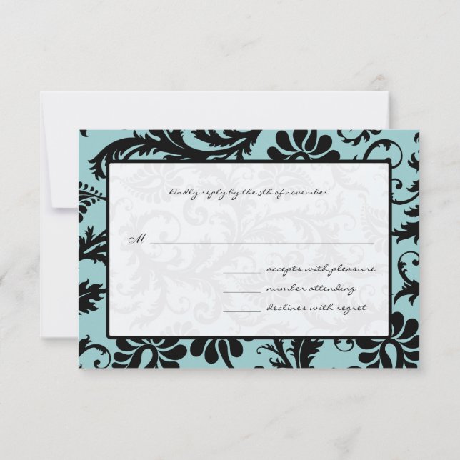 Placas RSVP — Azul Aqua preto e branco (Verso)
