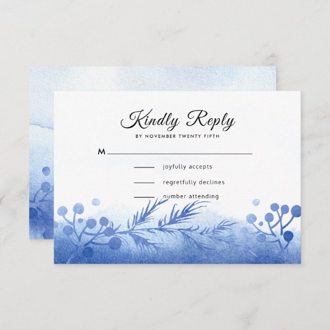 Placas RSVP Blue Winter Pine e Berries (Frente/Verso)