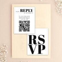Placas RSVP Brancas Simples Pretas para Código QR 