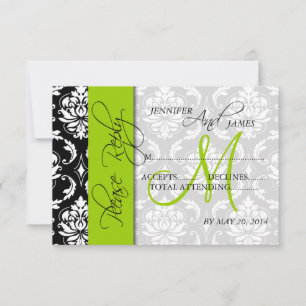 Placas RSVP Casadas Damask Monograma Verde