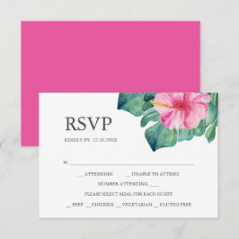 Placas RSVP com Flor Hibiscus de Escolha de Refeiç