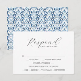 Placas RSVP com padrão azul empoeirado de escolha