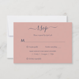 Placas RSVP de Casamento Azul e Blush do Marinho E
