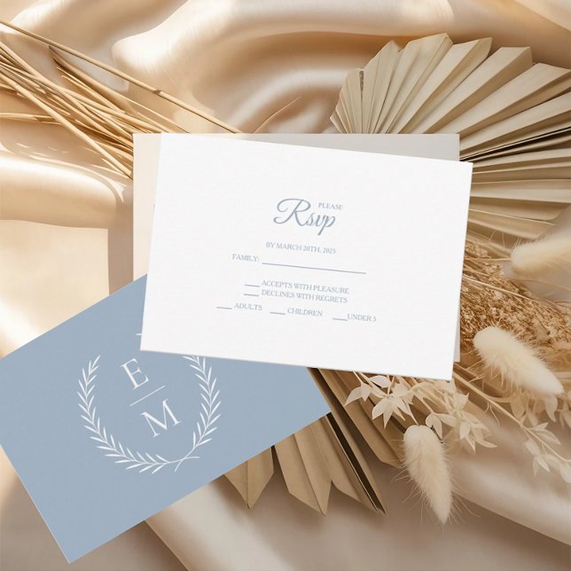Placas RSVP de Casamento Azul Minimalista (Criador carregado)