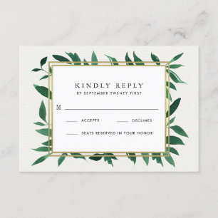 Placas RSVP de Casamento Botânico Greenery Waterco