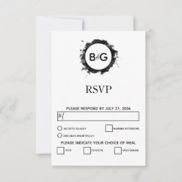 Placas RSVP de Casamento Branco Preto Simples