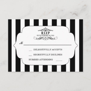 Placas RSVP de Casamento Chic Striped Preta