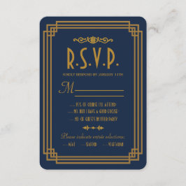 Placas RSVP de Casamento de Arte Azul Simples
