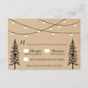 Placas RSVP de Casamento de Árvore de Pinheiros Ev