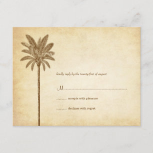 Placas RSVP de Casamento de Árvore de Vintage Palm