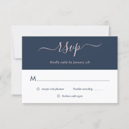 Placas RSVP de Casamento de Blush Azul do Marinho