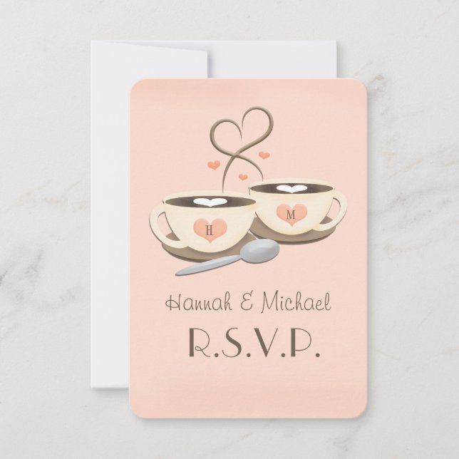 Placas RSVP de Casamento de Café com Monograma de  (Frente)