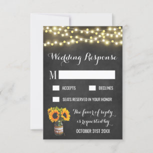 Placas RSVP de Casamento de Chalkboard de Girassol
