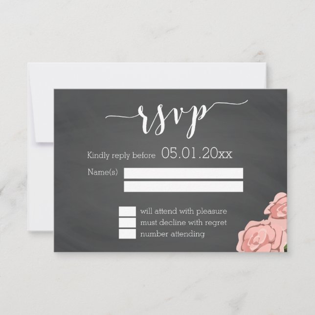 Placas RSVP de Casamento de Chalkboard Personaliza (Frente)
