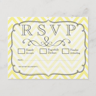 Placas RSVP de Casamento de Chevron Amarelo e Bran