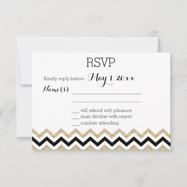 Placas RSVP de Casamento de Chevron Elegante (Frente)