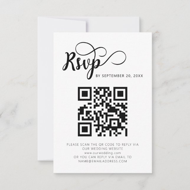 Placas RSVP de Casamento de Código QR Moderno (Frente)