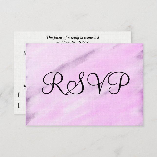 Placas RSVP de Casamento de Cor Branca Violeta (Frente/Verso)