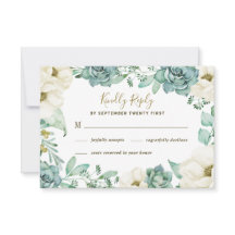 Placas RSVP de Casamento de Cores d'Água com Sucul