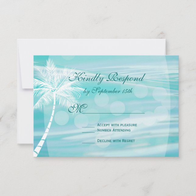 Placas RSVP de Casamento de Destino de Palm Tree B (Frente)