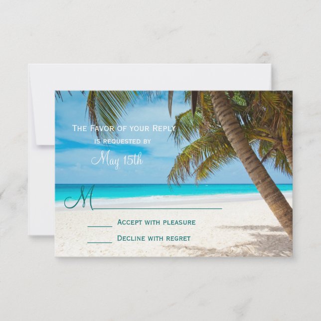 Placas RSVP de Casamento de Destino de Palm Trees  (Frente)
