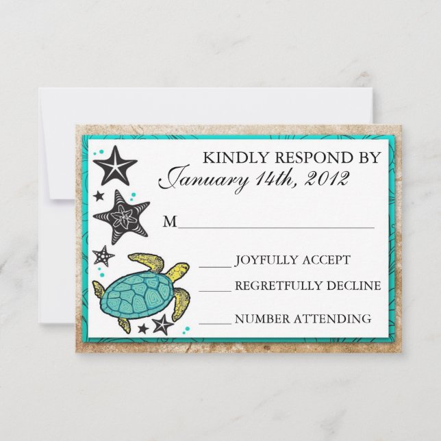 Placas RSVP de Casamento de Destino de Praia Whims (Frente)