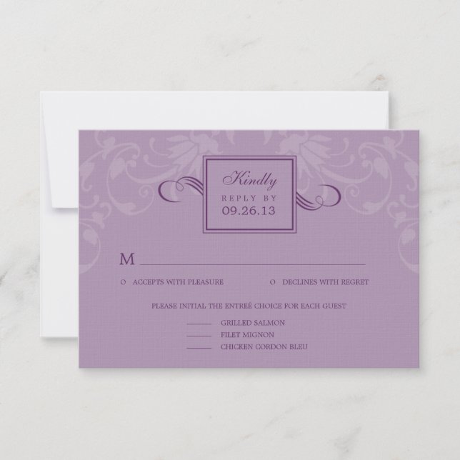 Placas RSVP de Casamento de Elegância Refinadas -  (Frente)