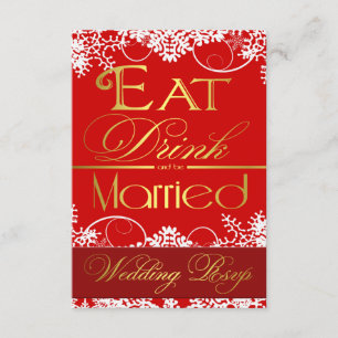 Placas RSVP de Casamento de Floco de Neve Vermelho