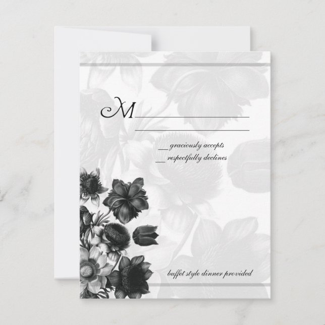 Placas RSVP de Casamento de Flor Elegante (Frente)