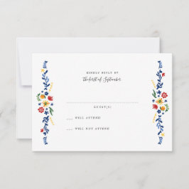 Placas RSVP de Casamento de Florais Bordados