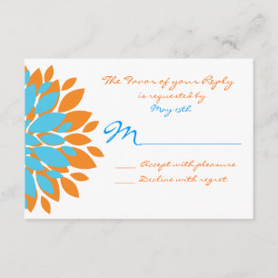 Placas RSVP de Casamento de Flores Simples de Teal