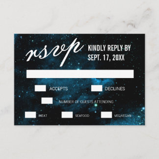 Placas RSVP de Casamento de Galáxia Azul