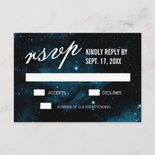 Placas RSVP de Casamento de Galáxia Azul Escura