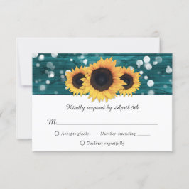 Placas RSVP de Casamento de Girassol de Madeira Rú