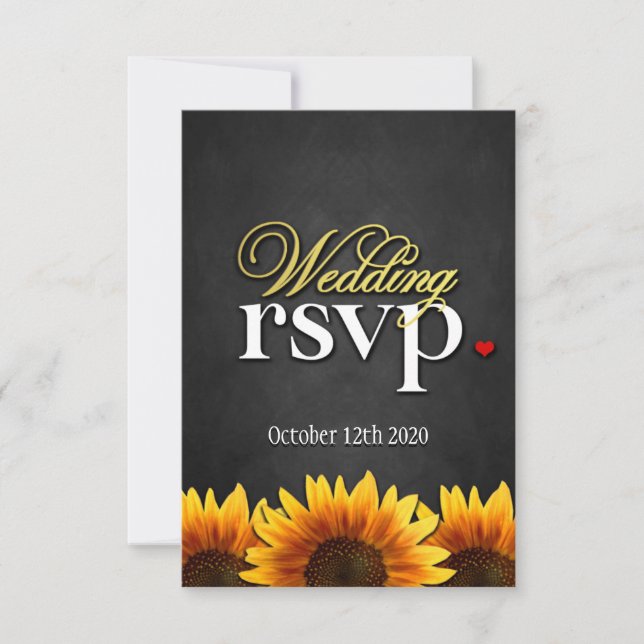 Placas RSVP de Casamento de Girassol Preto (Frente)