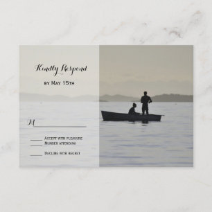 Placas RSVP de Casamento de Lago Silhouette Boat &