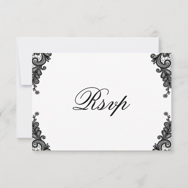 Placas RSVP de Casamento de Locação Preta Elegante (Verso)