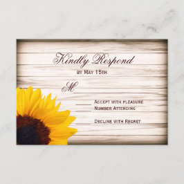 Placas RSVP de Casamento de Madeira de Girassol