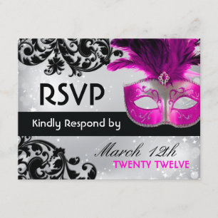 Placas RSVP de Casamento de mascarada