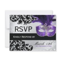 Placas RSVP de Casamento de mascarada