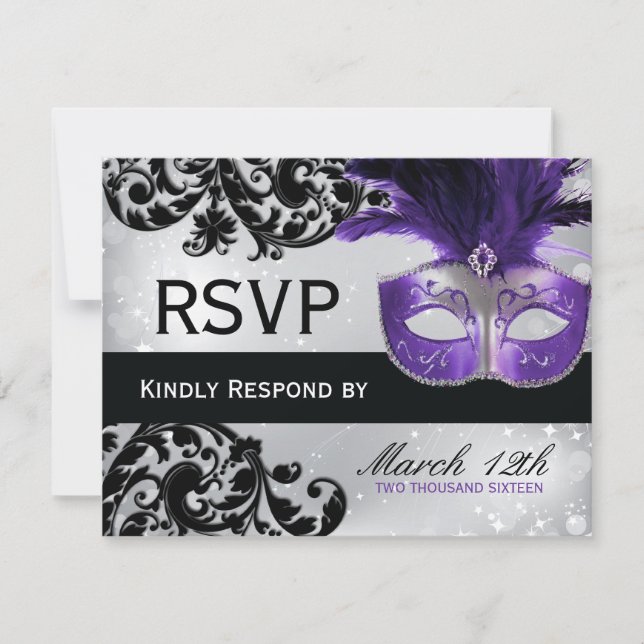 Placas RSVP de Casamento de mascarada (Frente)