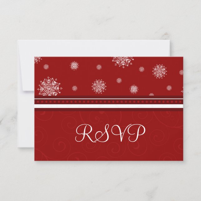 Placas RSVP de Casamento de Natal Fesestivas Floco (Frente)