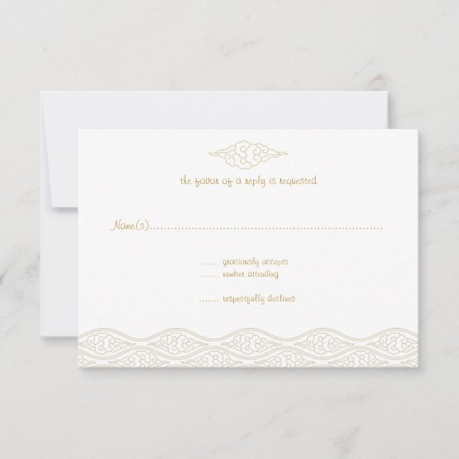 Placas RSVP de Casamento de Nuvens Chinesas Dourad (Frente)