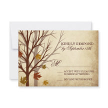 Placas RSVP de Casamento de outono de Silhuettes d