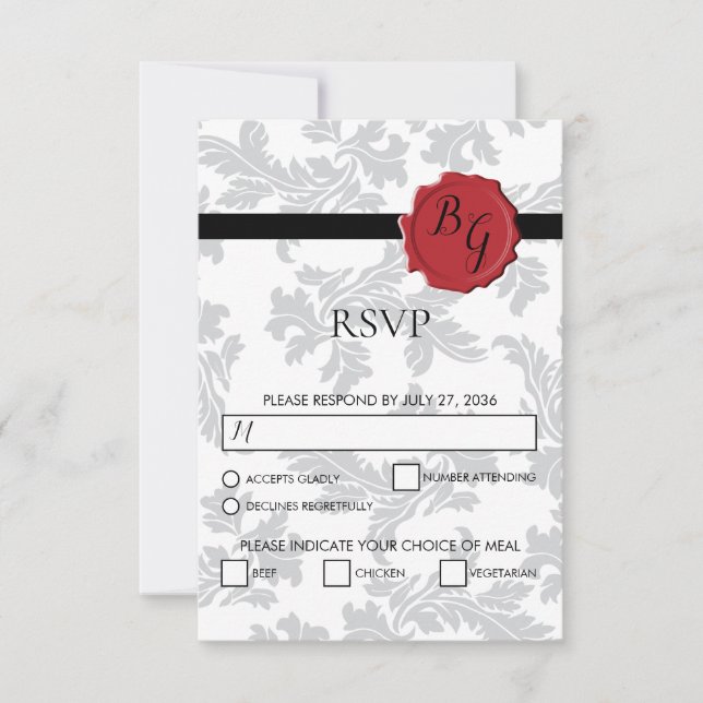Placas RSVP de Casamento de Padrões Elegante e Cer (Frente)